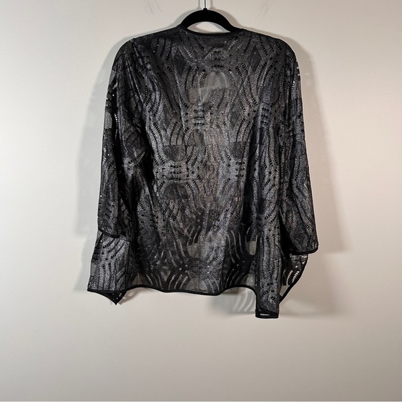 Chico's Traveller’s Cardigan Women’s SZ 2 (large) Deco Lace Silver Black Holiday - Picture 4 of 12